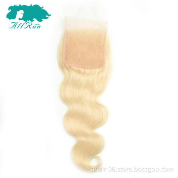 High Quality Stock 4x4 Body Wave Virgin Hair, Lace Closure 613 Blonde Hair Top Closure